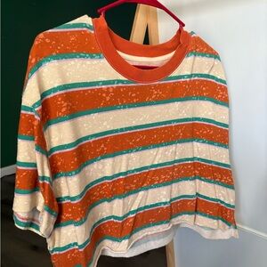 BDG Orange and Cream cropped Striped T-Shirt
